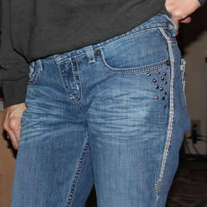 Cruel Denim Low Rise Boot Cut Studded Jeans 28/L